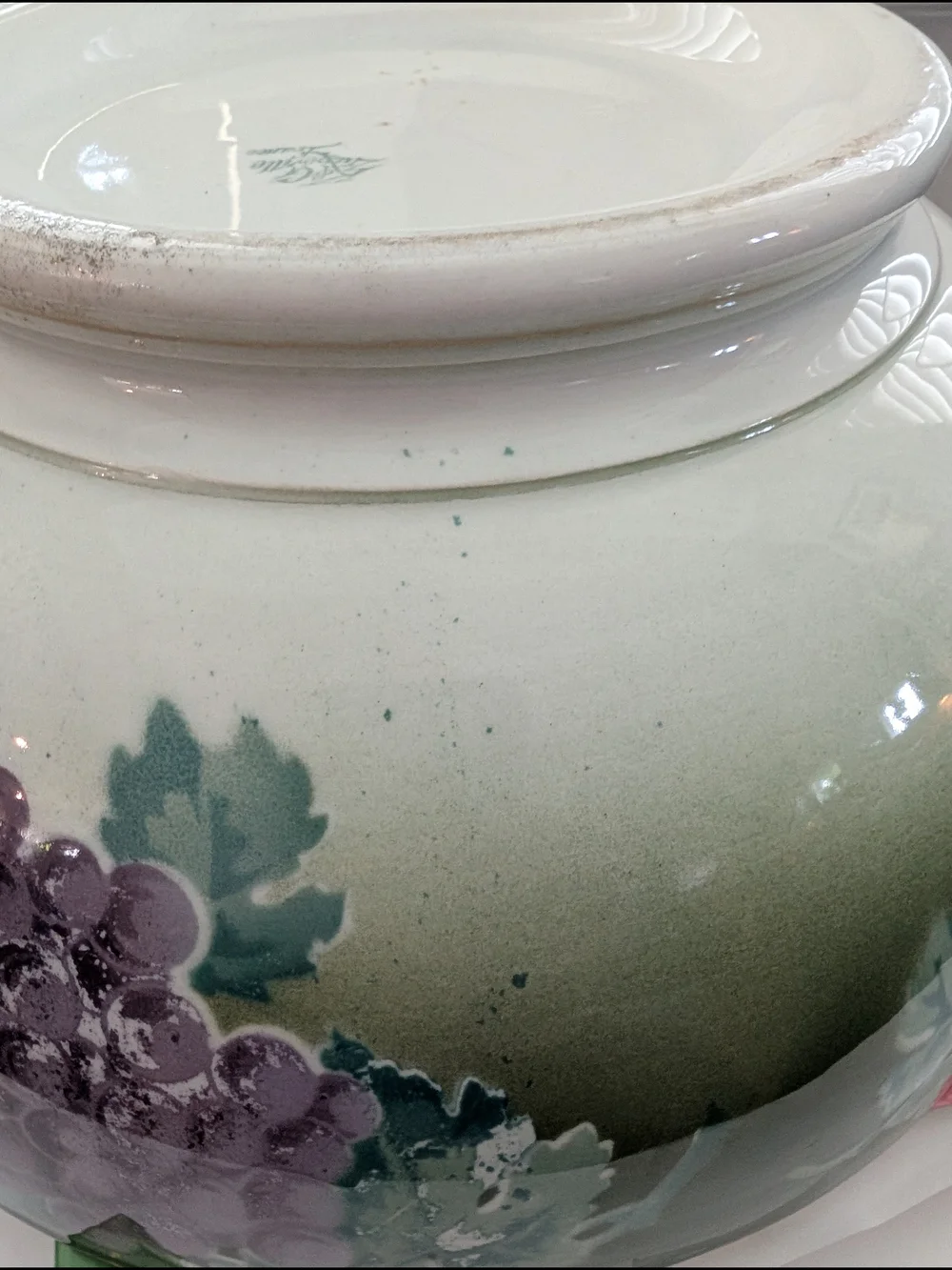 Antique K&G Luneville France Grape Harvest Punch Bowl Keller & Guérin Faience 10